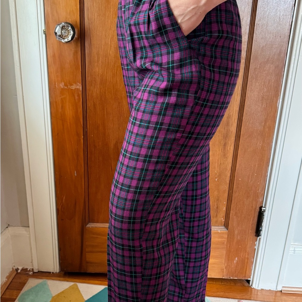 Women’s Vintage Ann Taylor Purple Plaid Trousers - Classic Tailored Fit